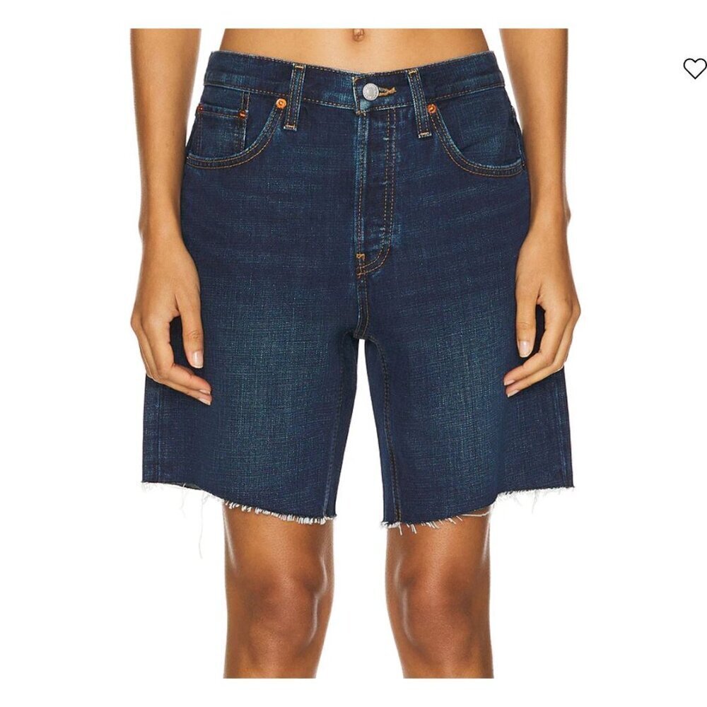 REDONE Boyfriend Cut Off Shorts in Palermo Dark Wash Size 28 Jorts 8"